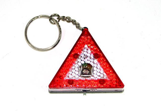 Reflex Warn-Blinkdreieck Schlüsselanhänger mit 4 LEDs