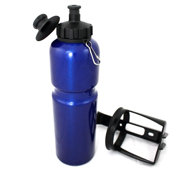 TOP ALUMINIUM Trinkflasche 0,75l mit Halterung mit Kappe blau