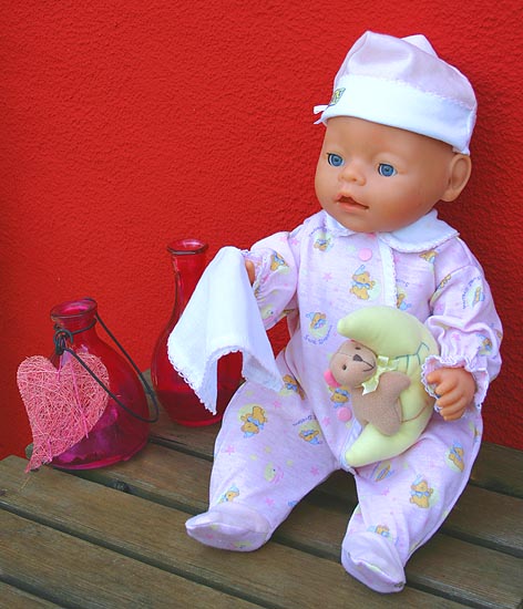 Strampler mit Spielmond Schmusetuch für Baby Chou Chou (42 cm) r
