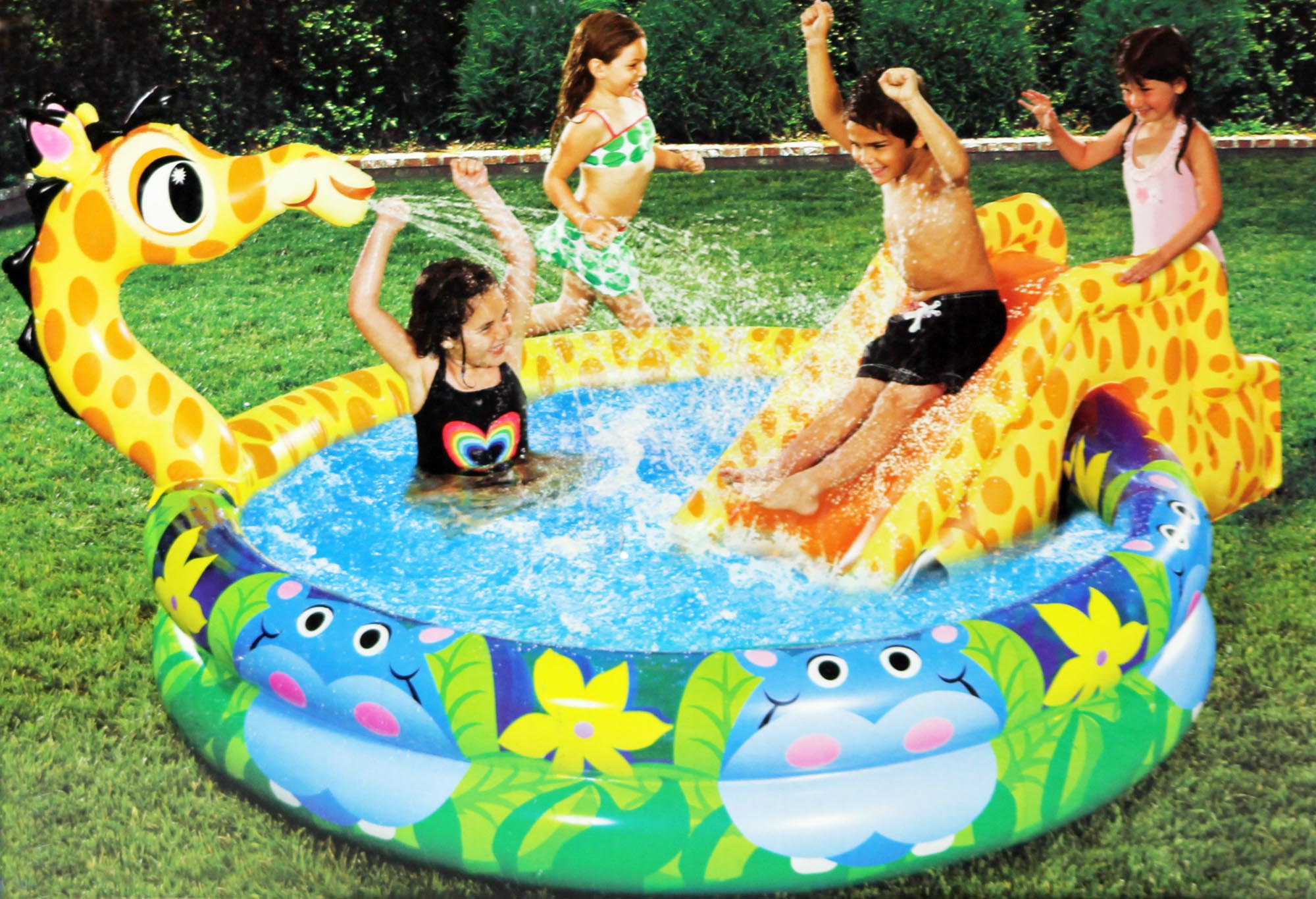 Banzai Planschbecken Kinderpool Pool Giraffe mit Rutsche 212 x 158 x