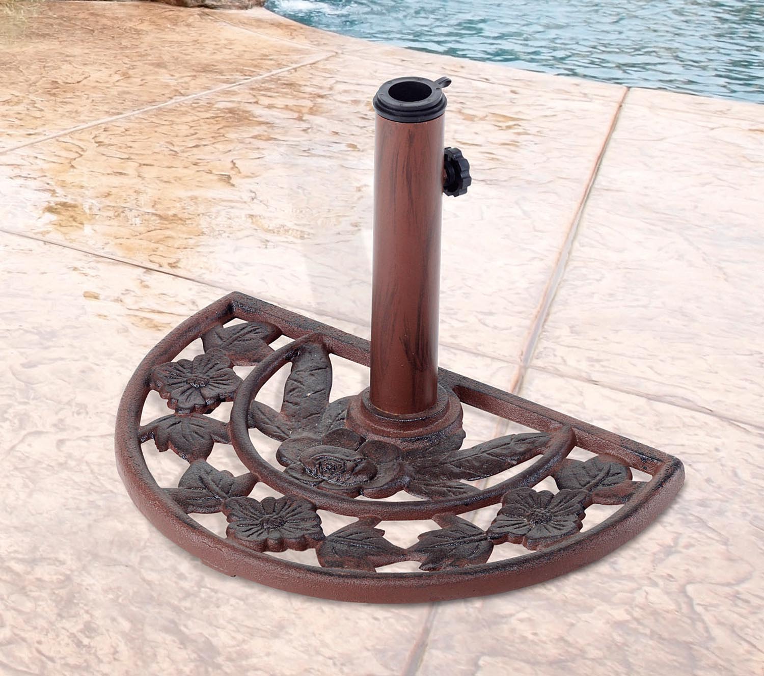 halbrunder Sonnenschirmständer Sonnenschirmfuss Nostalgie-Optik aus