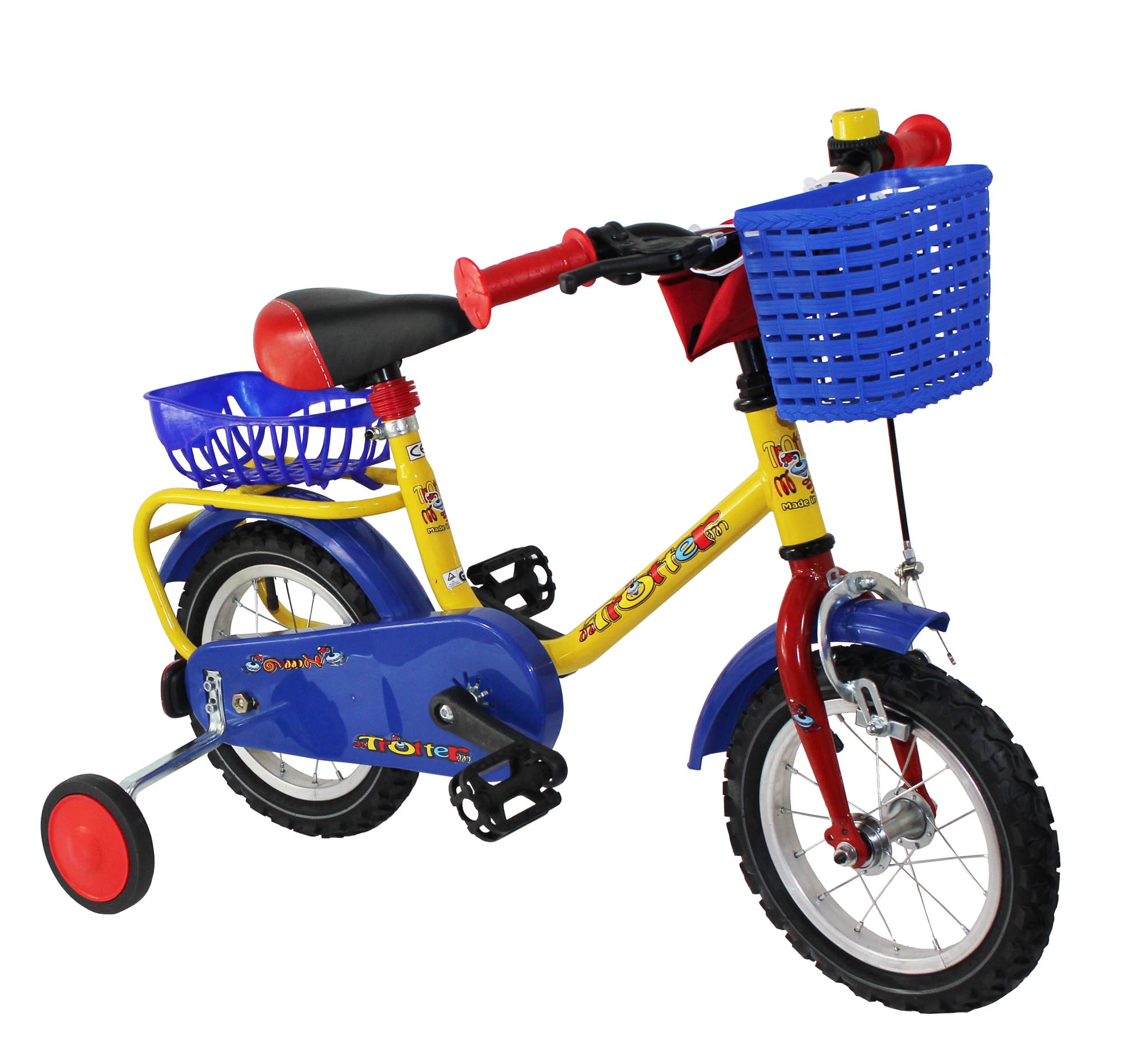 TROTTER Kinderrad Kinderfahrrad 12\" gelb/ rot mit Rücktrittbremsn