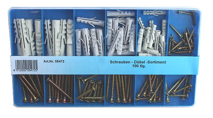 Schrauben D�bel S5/6/8 Sortiment Sortierbox 100 tlg.