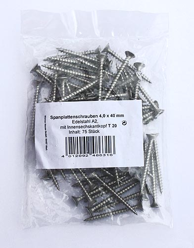75 Spanplattenschrauben Schrauben 4,0x40mm EDELSTAHL