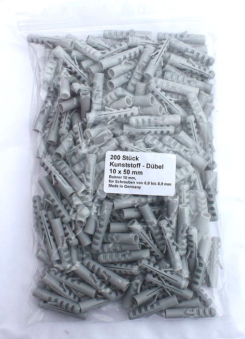 200 Dübel aus Kunststoff 10x50 mm Made in Germany