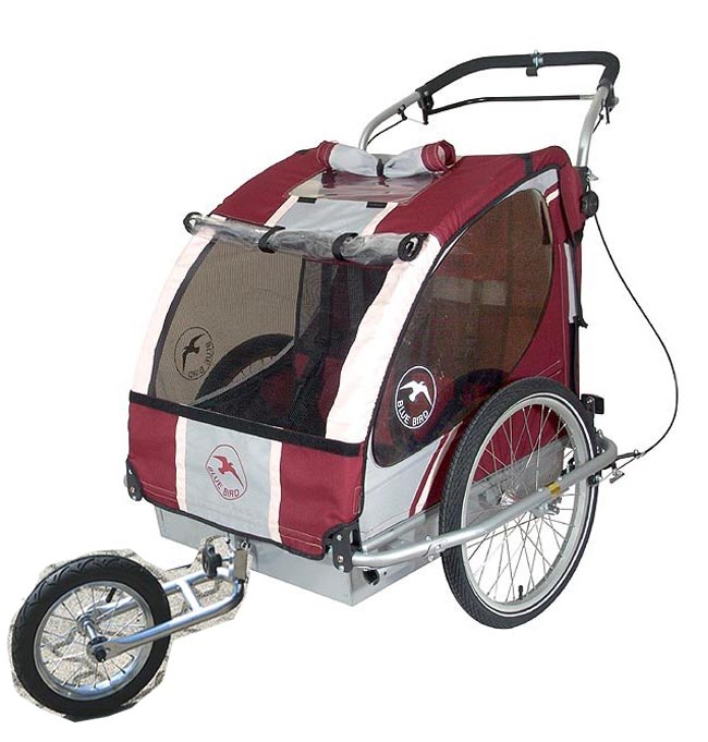 BLUE BIRD 2-in-1 Kinderanh�nger + Jogger kurze Gabel 2 Kinder St